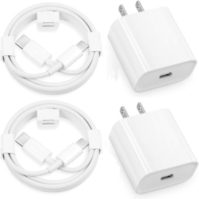 2 Pack 20W PD Fast Wall Charger USB-C to iPhone Cable For iPhone 14/13/12/11 Pro