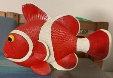 Hand Painted Jumbo Tropical Clown Fish Nemo Sculpture 17"x 13" resin