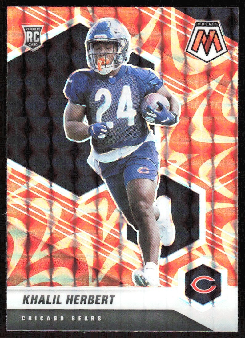2021 9512A Panini Mosaic Reactive Orange PRIZM Khalil Herbert Chicago Bears #380
