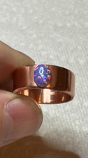  215B- Hand-Crafted Size 9.5 Copper Ring with a 8x6mm Lab Created Opal