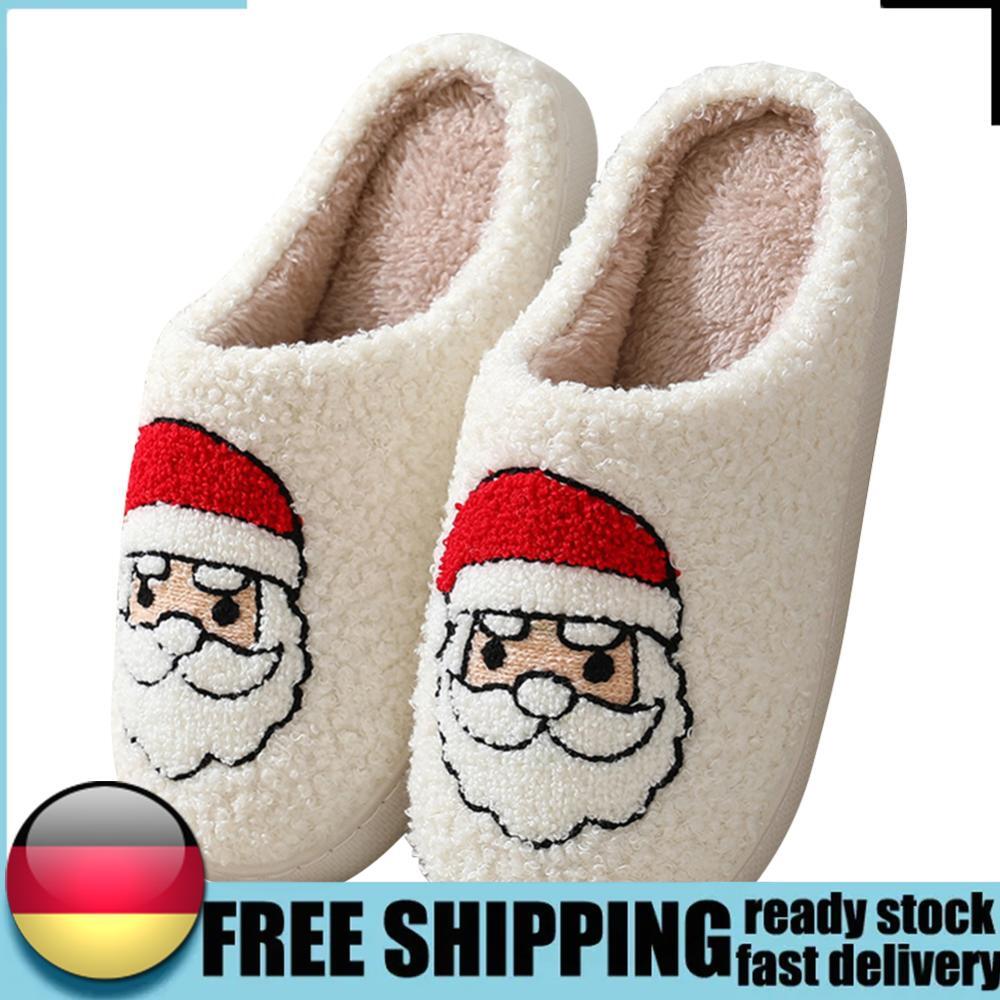 APL Babbo Natale soffici pantofole in pelliccia comode peluche slip on scarpe da casa per inverno interno