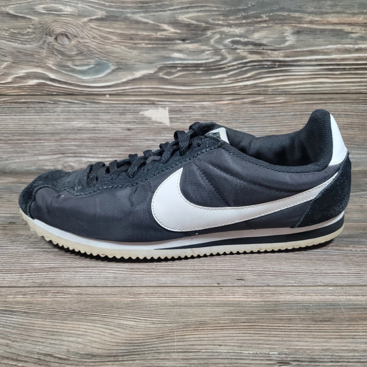 Nike Cortez Classic Shoes Mens Size 11 Black White Nylon Sneakers