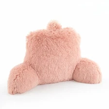 BACKREST PILLOW Back Support Cushion Plush Long Hair Faux Fur Comfortable Blush