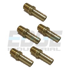 (5 PACK) 3/8 HOSE ID TO 1/4 MALE BSP BSPT STRAIGHT BRASS FITTING FUEL AIR WOG