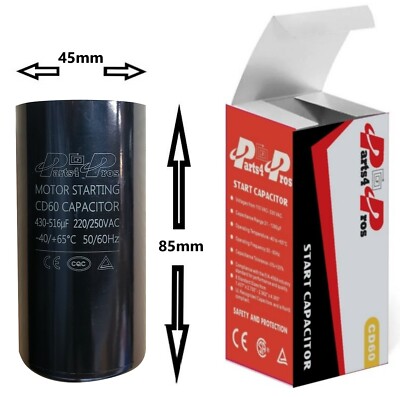 430-516 uF 220 250 V VAC  High Quality Motor Start Capacitor Round CD60 45x85mm