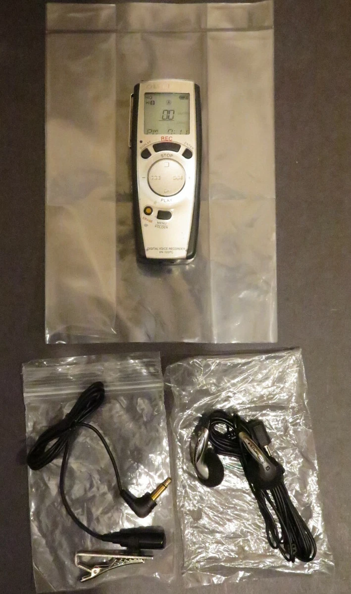 Olympus VN 120PC Digital Voice Recorder Earbuds External Mic 2Hr Recording
