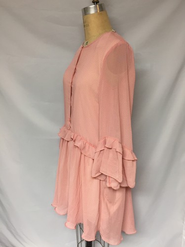 Max Studio London Ruffled Drop Waist Shift Dress 7M01Q54 NWT Pinkcheck - 第 2/4 張圖片