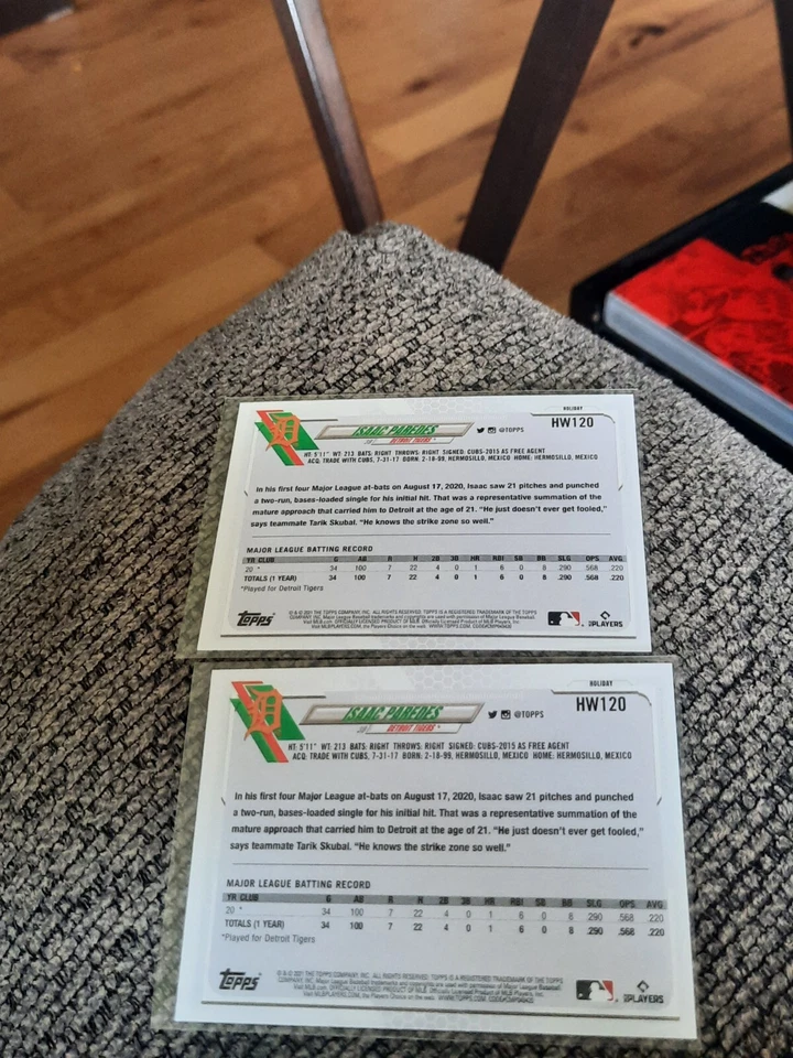 2021 Topps Holiday Baseball Isaac Paredes RC HW120 3 Card Lot Tampa Bay Rays  - Image 2 of 3