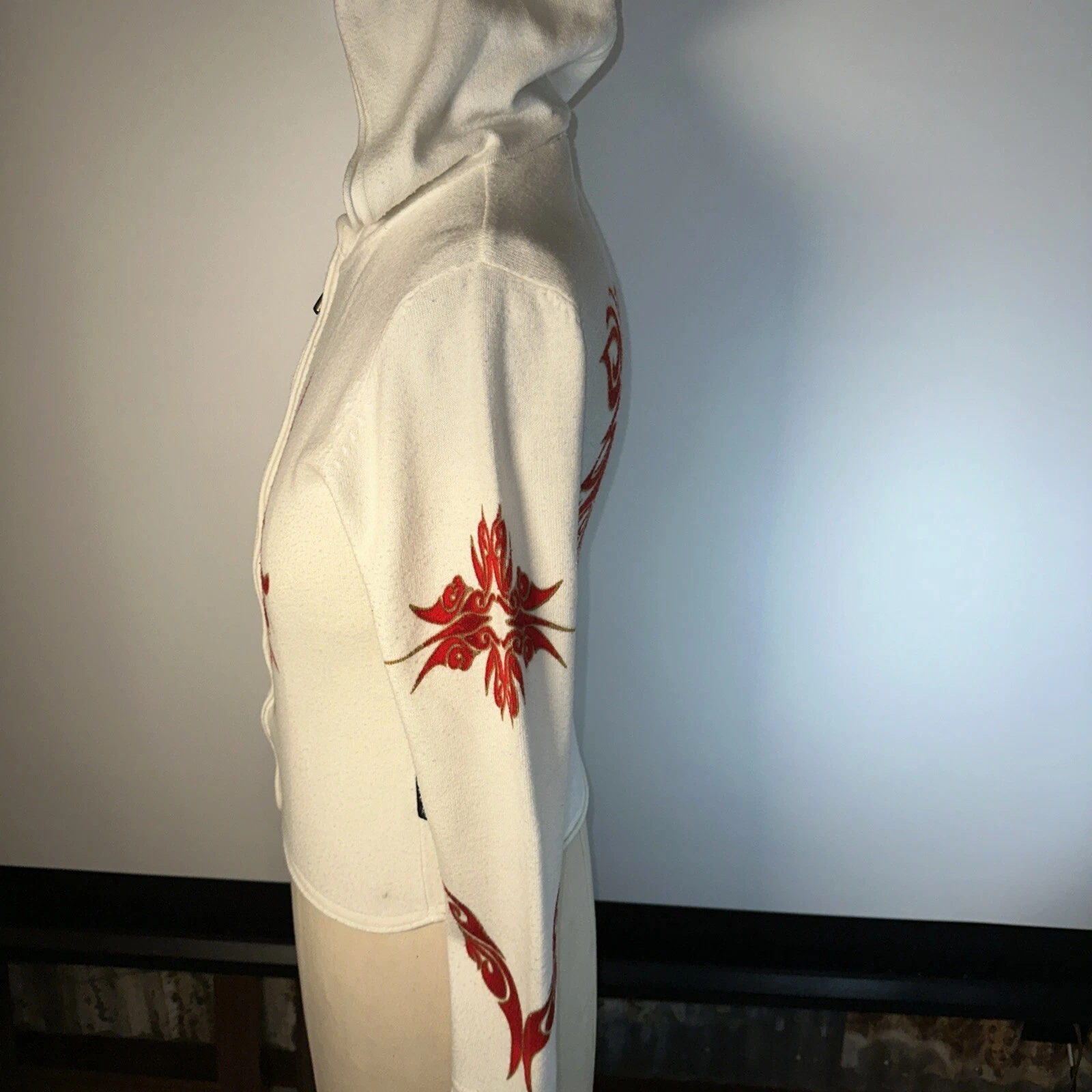 OFF WHITE Felpa con cappuccio vintage HARLEY DAVIDSON donna M zip Y2K maglione tribale motociclista