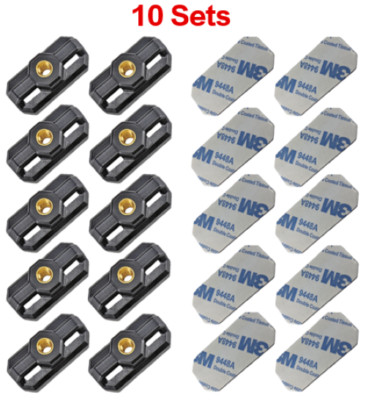 AttachMount Cable Zip Tie Mount Bracket Threaded 1/4''-20 & Adhesive Foam 10 Sets