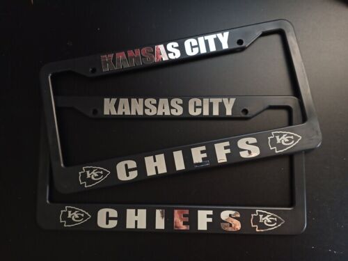 LOT DE 2 - Kansas City Chiefs plaque d'immatriculation en plastique noir cadres accessoires de voiture - Photo 1 sur 7