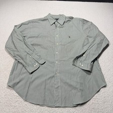 Ralph Lauren Shirt Mens Green Striped Button Down Classic Fit Long Sleeve Sz 18
