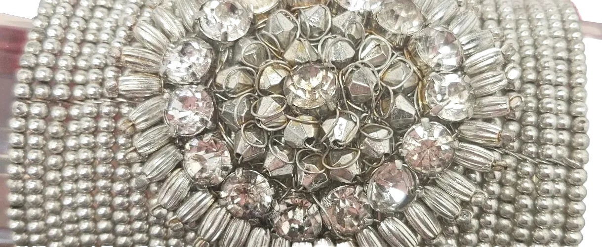 Statement Bangle Cuff With Rhinestones Adjustable… - image 5