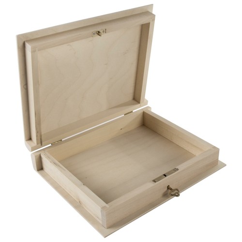 Lockable Wooden Decorative Bookcase Box Accessories Holder Cover 21x17x4.5 cm - Picture 5 of 10