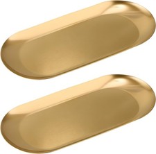 Gold Decorative Jewelry Tray - 2PCS Stainl Steel Oval Trinket