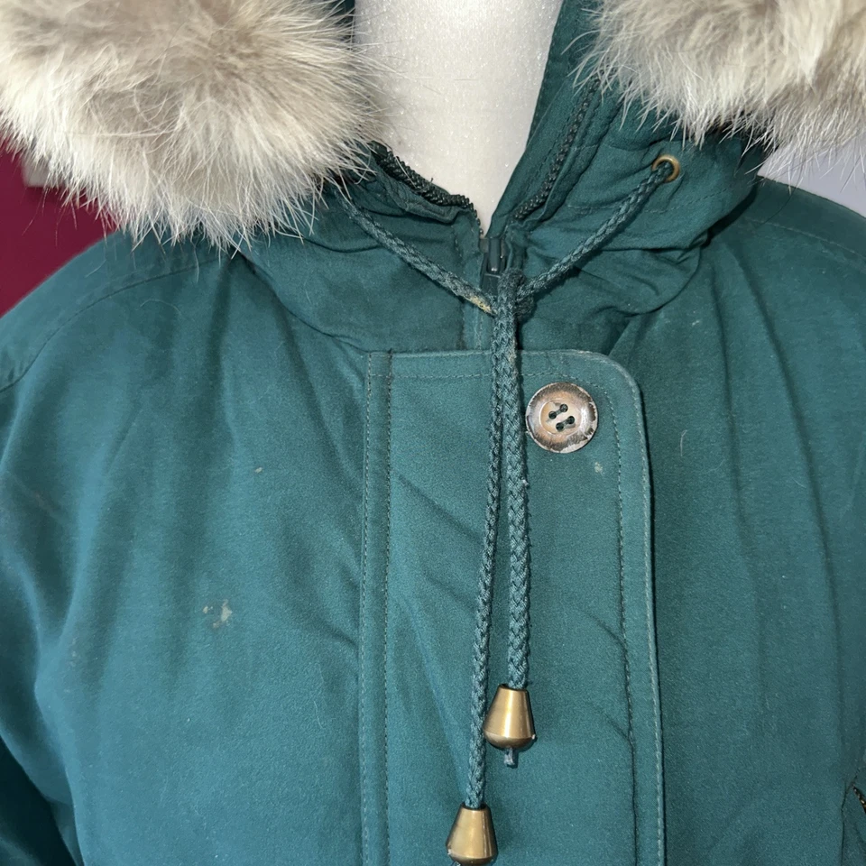 Parka polar Premier de plumón de ganso Eddie Bauer de colección para mujer L piel de coyote canadiense verde Foto 4 de 4