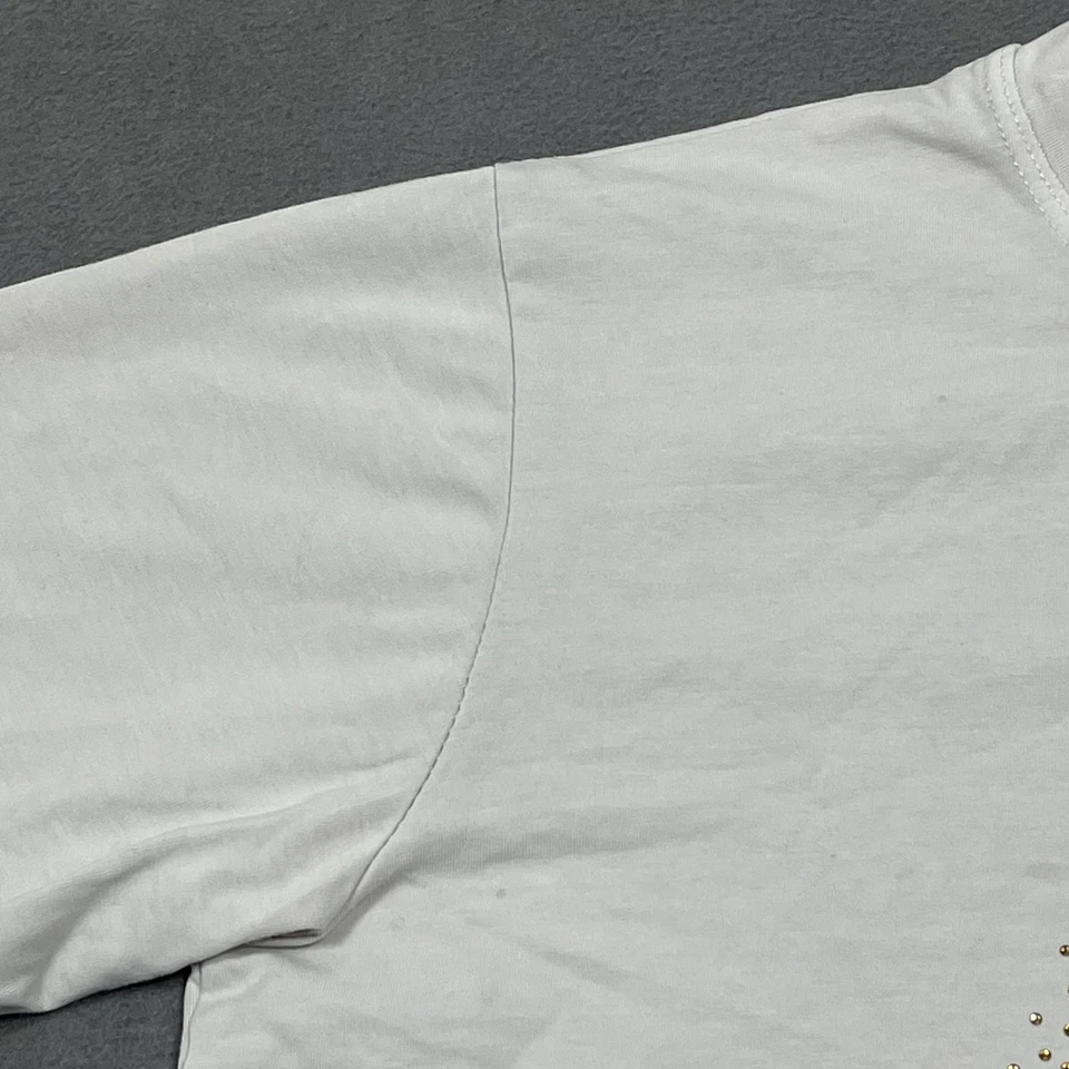 Fendi Shirt Womens Large White Rhinestone FF Logo Short Sleeve Made in Italy - Image 3 of 4