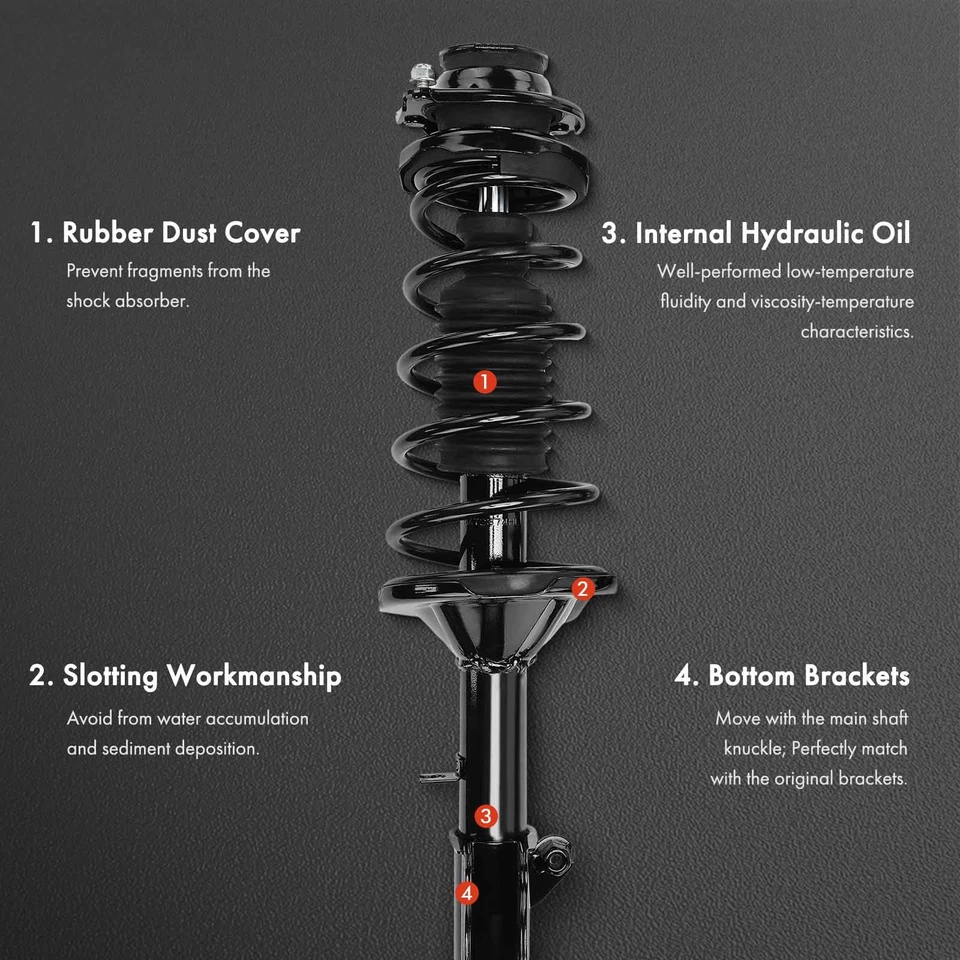 4x Conjunto completo de puntal y resorte helicoidal delantero y trasero para Kia Spectra 2001-2004 Foto 3 de 4