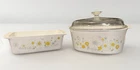 Vintage Corning Ware Wildflower 5qt Casserole Dish Pyrex Lid & 2qt Loaf Pan READ