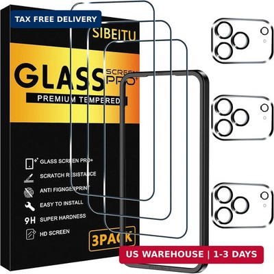 SIBEITU 3 Pack Screen Protector for iPhone 17 Pro Max with 3 Pack Camera Lens Te