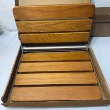 440lbs Folding Oak Shower Seat 16" Wall Mounted Shower Bench Rust-proof Chair