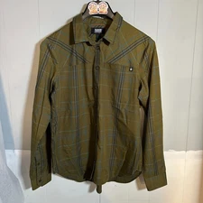 Alaskan Hardgear by Duluth Trading Co Women Button Down Shirt L Olive Polyester