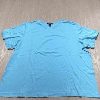 Denim & Co T-Shirt Top Plus Size 3X Blue Cotton Blend Short Sleeve