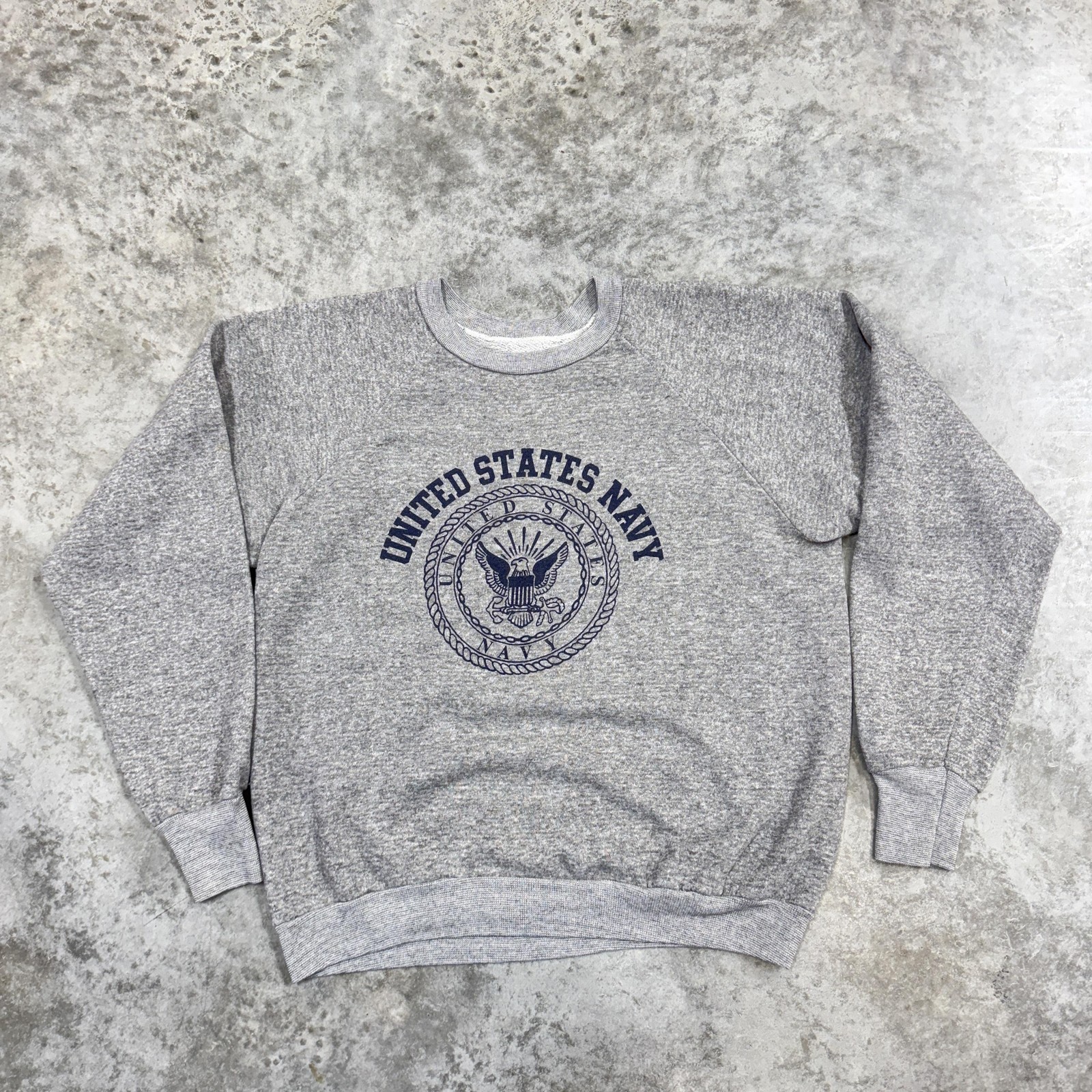 Vintage United States Navy Sweatshirt Mens small gray 70s crewneck pullover USA