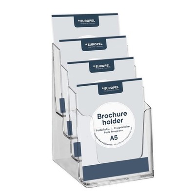 EUROPEL 4-stufiger Prospekthalter A5 stapelbar Prospektständer, recyceltes P...