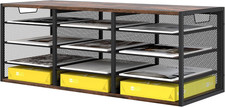 Stylish 12-Compartment Metal & Wood Desktop Organizer for Of