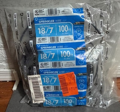 Southwire 49273643 100 ft. 18/7 Black Solid UL Burial Sprinkler System Wire