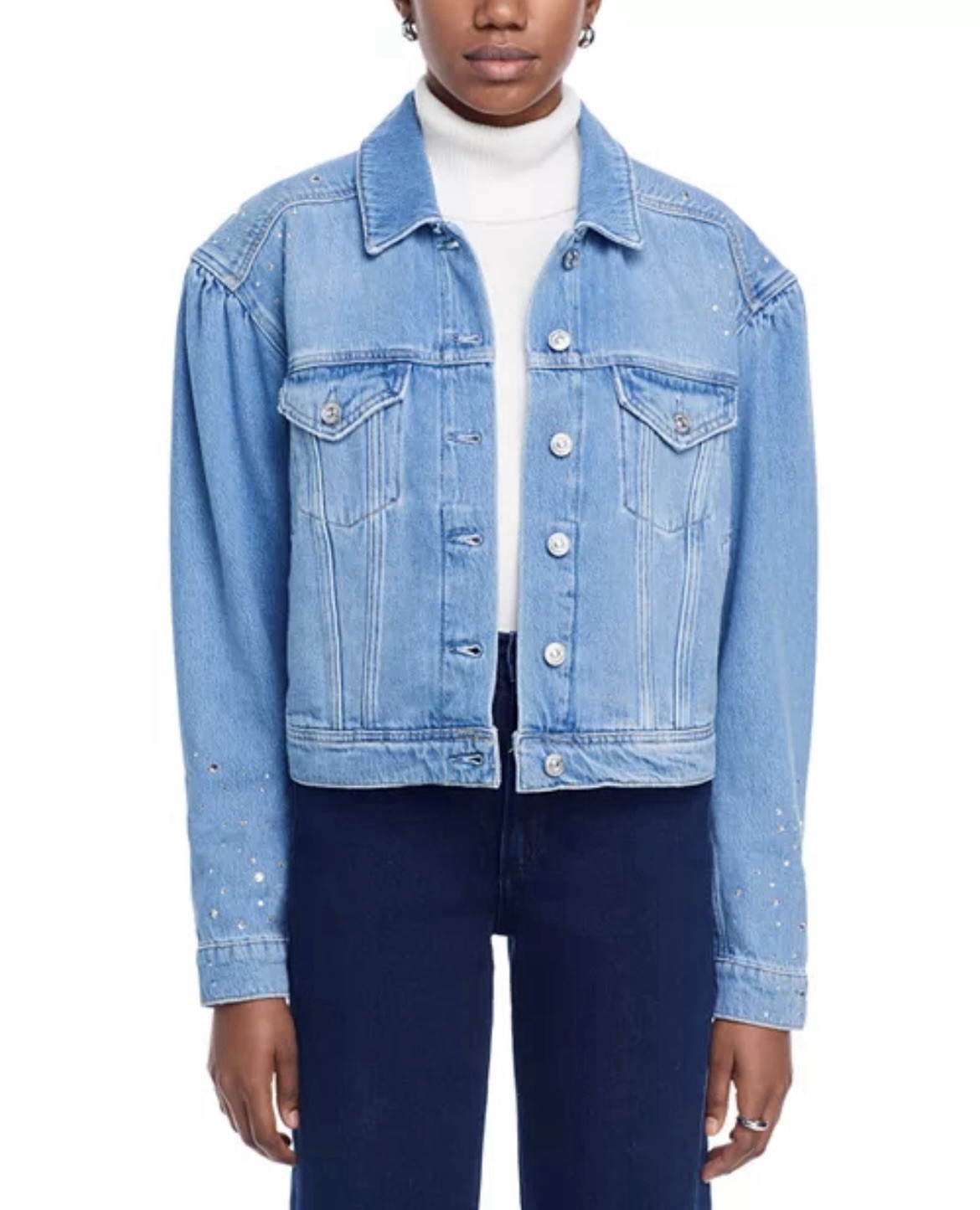 NWT $450 SOLD OUT PAIGE Blythe Embellished Denim Jacket SIZE M