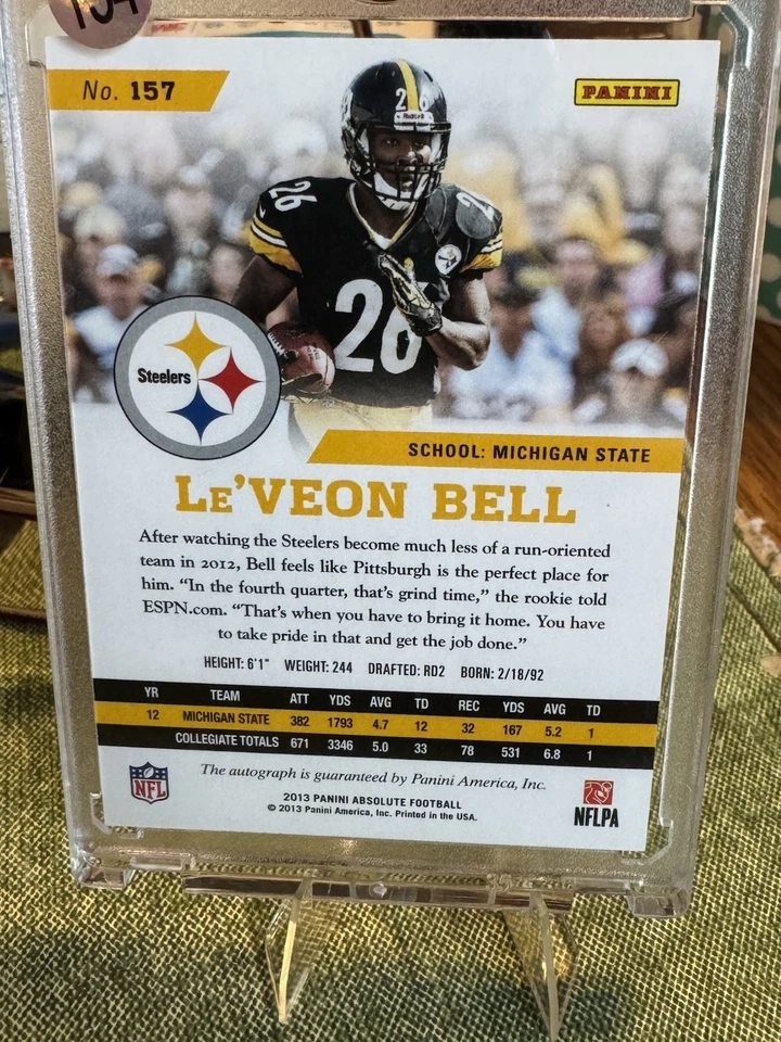 2013Panini Absolute-Rookie Le'Veon Bell #157Spectrum BlueAutographs /99(AU, RC) - Image 3 of 3