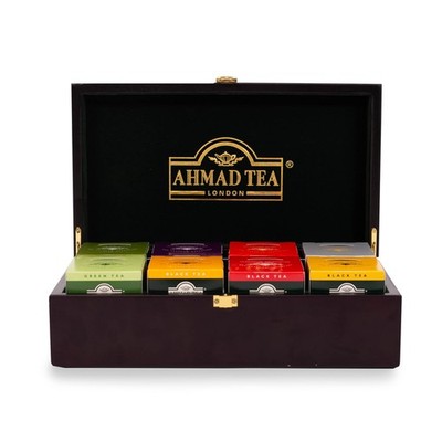 Assorted Tea Bags in Wooden Keeper Box - 80-Count Premium Loose Leaf Selection