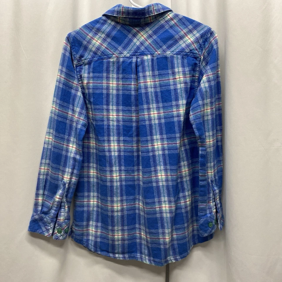 L.L. Bean девочек фланелевая рубашка размер большой 14-16 синий клетку длинным рукавом - Изображение 4 из 4