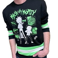 Black Rick And Morty Graphic Neon Green Accents Pullover Hockey Jersey