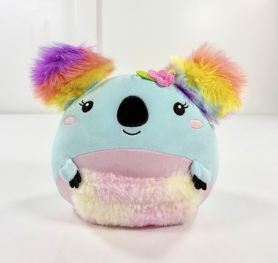 Hot Focus Huggy Squeeze Koala Plush Stuffed Animal Blue Rainbow Fuzzy Pocket 7''