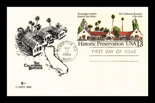 DR JIM STAMPS US FIRST DAY CARD CALIFORNIA RANCHOS COVER CRAFT CACHET