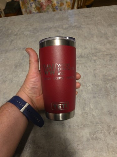 Yeti Red Silver Insulated Stainless Steel Tumbler Solid Color Lid  Used 1 Time