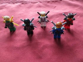 LEGO Ninjago Minifigures Lot. STONE ARMOR ,Jay,Kai,Cole,Zane,Lloyd,Weapons ETC