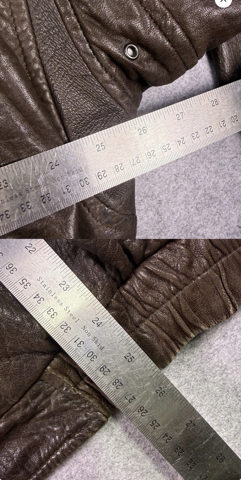 Robert Comstock 1980s Brown Leather Bomber Jacket Lined Full Zip Stand Collar XL image 7