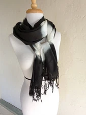 Long Blue and White Ombre Scarf 72" x 27"