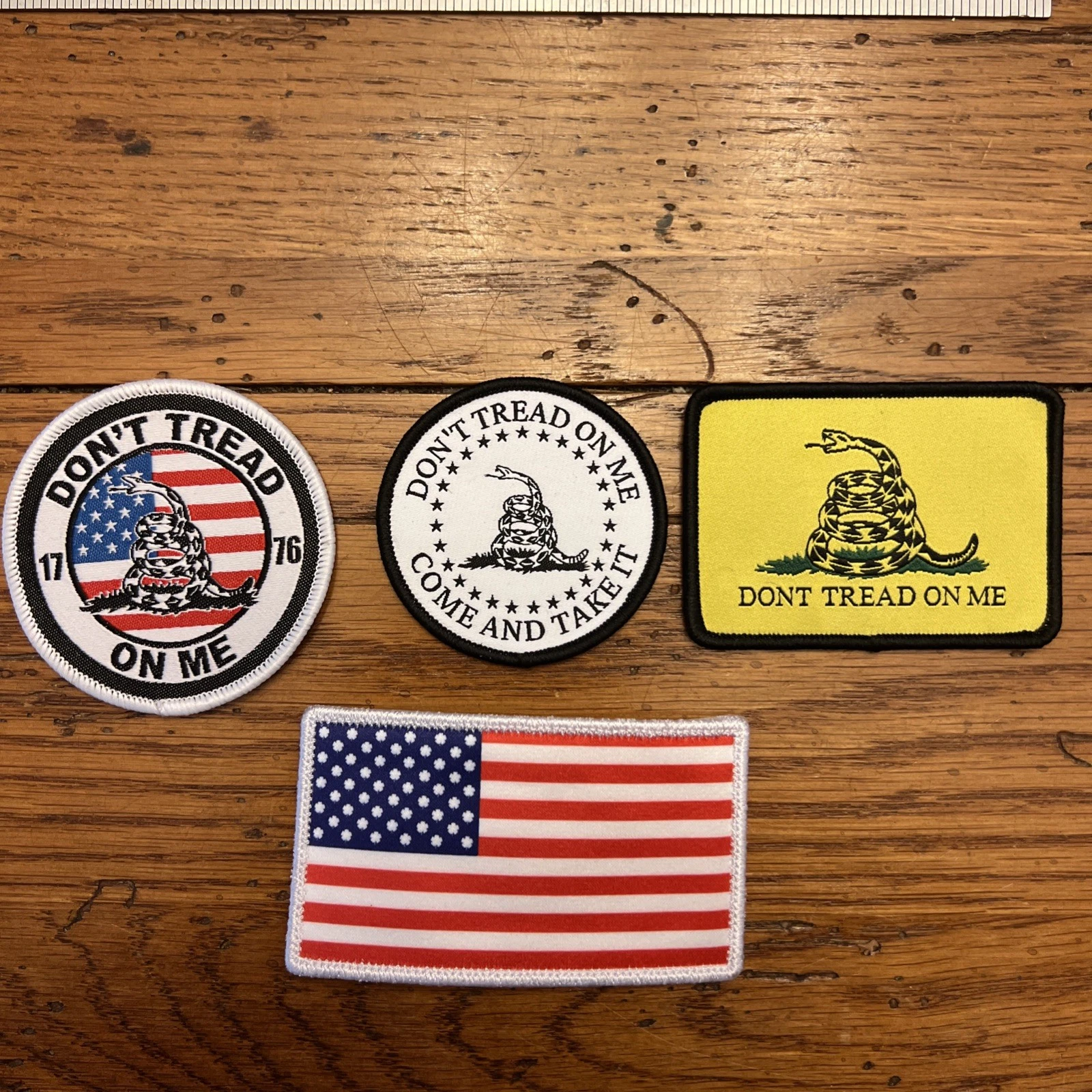USA Patriotic Patch Lot Of 4 Don't Tread On Me, American Flag, Come And Take It