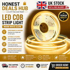 5V USB COB LED Strip Light 320 Warm White Flexible Tape Kitchen Under Cabinet UK