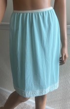 Vintage 60s Gossard Artemis Half Slip Tiffany Blue Aqua Nylon Lace Trim Hem S