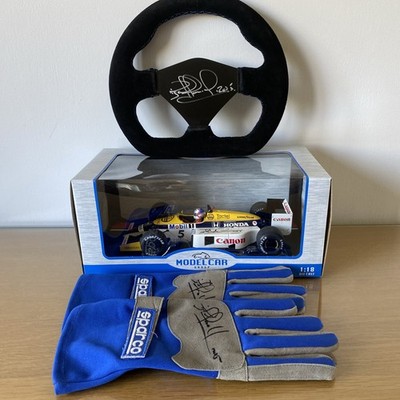 Modellauto Williams FW11 #5 signiert von Nigel Mansell 1:18 & Rad & Handschuhe