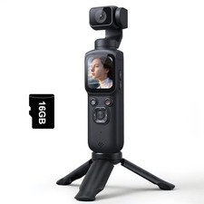 4K Vlogging Camera with 330 Rotating Lens Face Tracking, Portable Pocket D...
