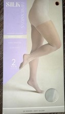 Silk Impressions  2 Pair Women's Pantyhose Soft Silver 20 Denier Sheer  3XL