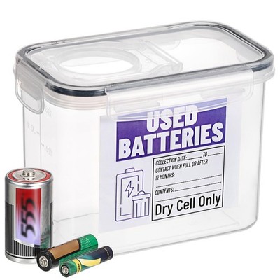 BTSKY Battery Recycling Container with Lid for Household Batteries, Battery D...