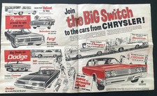 1967 CANADA CANDIAN CAR AD DODGE CHRYSLER FULL LINE CHARGER BARRACUDA DART MOPAR